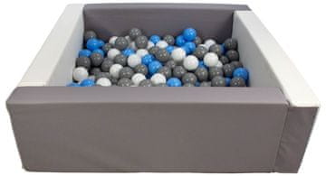 slomart Kvadratni bazen iz ekokože s 200 žogicami, 5 elementov (Barva bazena / žogic: bela, siva/bela, svetlo modra, siva)