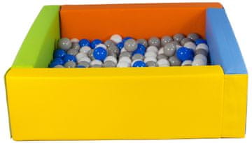 slomart Kvadratni bazen iz ekokože s 200 žogicami, 5 elementov (Barva bazena/žogic: rumena, zelena, modra, oranžna/bela, modra, siva)