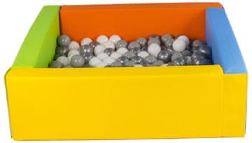slomart Kvadratni bazen iz ekokože z 200 žogicami, 5 elementov (Barva bazena/žogic: rumena, zelena, modra, oranžna/bela, siva, srebrna)