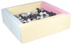 slomart Kvadratni bazen iz ekokože s 200 žogicami, 5 elementov (Barva bazena / žogic: roza, modra, rumena (pastel)/črna, bela, siva)