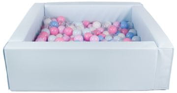 slomart Kvadratni bazen iz ekokože s 200 žogicami, 5 elementov (Barva bazena / žogic: svetlo modra (pastel)/bela, prozorna, pudrasta modra/baby blue, pudrasta roza, roza (pastel), svetlo modra (pastel))
