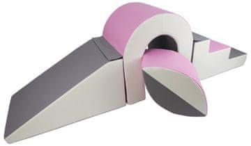 slomart Mostni komplet 4 velikih penjenih blokov (barva: bela, pudrasta roza, siva)