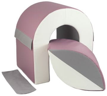 slomart Tunel komplet 2 velikih penastih blokov (barva: bela, siva, vijolična)