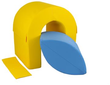 slomart Tunel komplet 2 velikih penastih oblikovanih blokov za vrtce (rumena, zelena, oranžna, svetlo modra)