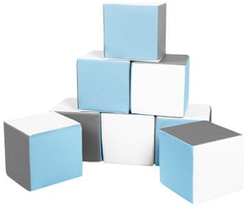 slomart Šeststranski set 8 penastih kock (barva: bela, svetlo modra, siva)