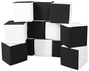 slomart Šeststranski set 12 penastih kock (barva: črna - bela)