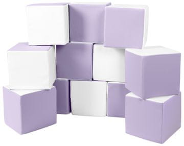 slomart Šeststranski set 12 penastih kock (barva: bela, vijolična)