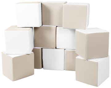 slomart Šeststranski set 12 penastih kock (barva: bela, cappuccino)