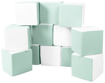 slomart Šeststranski set 12 penastih kock (barva: bela, menta)