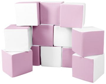 slomart Šeststranski set 12 penastih kock (barva: bela, roza (pastel))