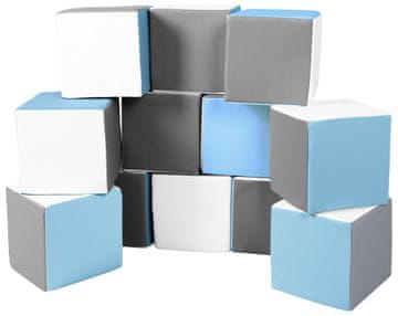 slomart Šeststranski komplet 12 penastih kock (barva: bela, svetlo modra, siva)