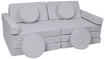 slomart Modularna otroška sofa, penasti bloki s volanom (barva: siva (prešivana))