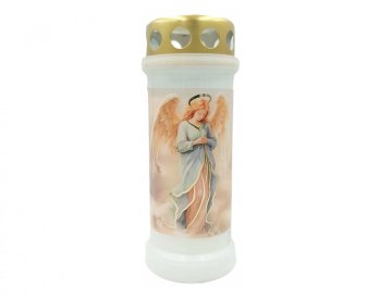 Pokopališka angelska svetilka plastični kovinski pokrovček d7x17cm