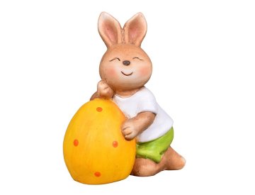 Velikonočni zajček z velikonočnimi jajci terakota 11x7x14cm