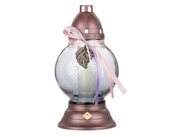 Pokopališka svetilka KOULE MODERN Z LISTOM steklo 110g 16x33cm