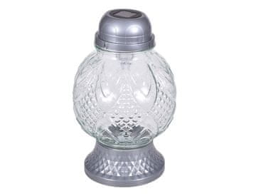 Pokopališka svetilka KOULE Z ORNAMENIJO steklo solar d19x27cm