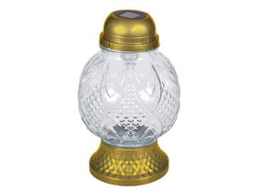 Pokopališka svetilka KOULE Z ORNAMENIJO steklo solar d19x27cm