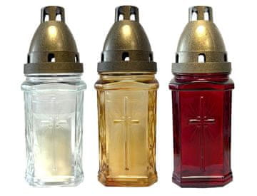 Pokopališka svetilka CROSS steklo 60g 7x22cm