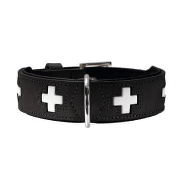 Hunter Ovratnica švicarsko usnje, črna/bela 2,6 x 24-28,5 cm