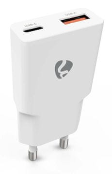 NEDIS omrežni polnilnik/ 30 W/ PD 3.0/ hitro polnjenje/ 1,5 / 2,0 / 2,22 / 3,0 A/ USB-A/ USB-C/ bel