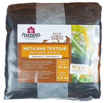 Rosteto Neotex / netkani tekstil - črno-beli 50g širina 10 x 3,2 m