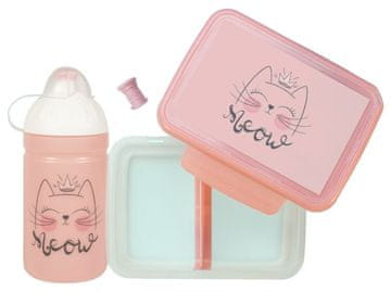 Steklenička in škatla za prigrizke Meow 40485