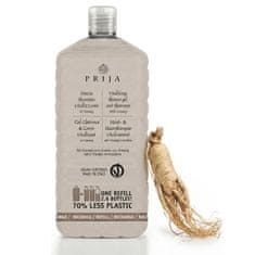 PRIJA PRIJA 2v1 šampon za lase, tekoči gel za tuširanje z ginsengom, polnilo, VEGAN 1 L