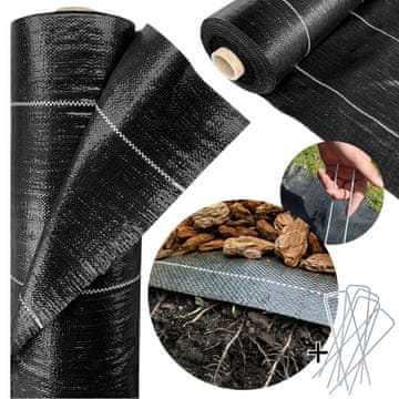 Bellushortus AGROTKANINA BLACK 1,6m 90g/m² z UV POLAND + jekleni zatiči GRATIS