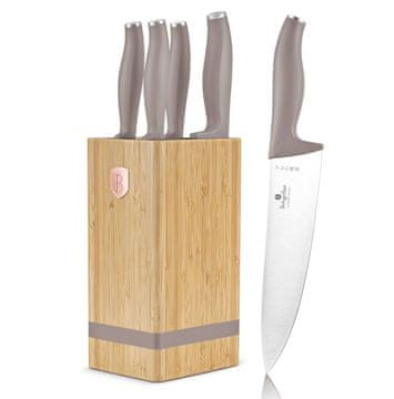 Berlingerhaus Komplet nožev s stojalom BAMBOO 6 kosov Taupe Collection BH-2974