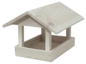 Lesena krmilnica za ptice na prostem - št. 17, majhna siva