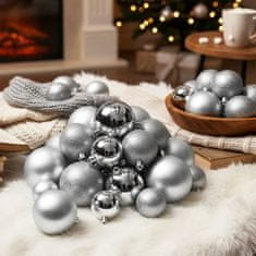 HOMESTYLING Božični okraski kroglice 26 kosov srebrni KO-CAN302010