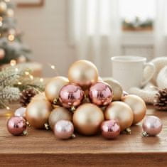 HOMESTYLING Božični okraski kroglice komplet 26 kosov zlato roza KO-CAN302030