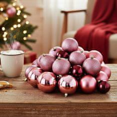 HOMESTYLING Božični okraski kroglice 26 kosov temno roza KO-CAN302060