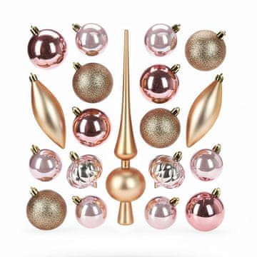 HOMESTYLING Božični okraski komplet 19 kosov zlato roza KO-CAN305230
