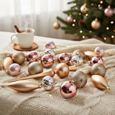 HOMESTYLING Božični okraski komplet 19 kosov zlato roza KO-CAN305230