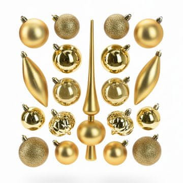 HOMESTYLING Božični okraski komplet 19 kosov zlate barve KO-CAN305200