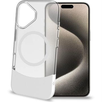 Celly Magdual MagSafe kompatibilna torbica iPhone 16 bela + prozorna