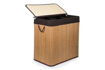 G21 150 l koš za perilo z razdeljevalniki, bambus z rjavo košaro