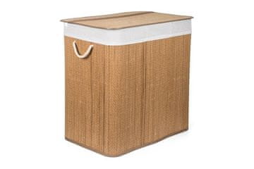 G21 150 l koš za perilo z razdeljevalniki, bambus z belo košaro