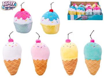 Fluffy Menu sladoled/kukrica 16/12 cm 12 kosov v PDQ - mešanica barv (sladoled-rumena, roza, zelena, bela; keksi-zelena, roza)