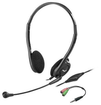 Genius HS-200C Slušalke, žične, slušalke, mikrofon, redukcija na 1 × 3,5 mm priključek, črne