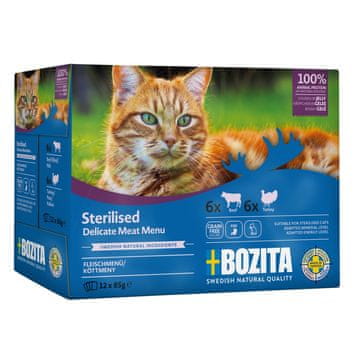 Bozita Cat Sterilizirani koščki mesa v želeju, vrečka 85 g (12 pakiranj)