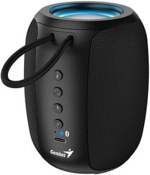 Genius SP-915BT Zvočnik, brezžični, Bluetooth, 5 W, osvetlitev LED, USB-C, do 6 ur delovanja baterije, mikrofon, podpora za Copilot, črn