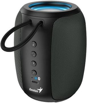 Genius SP-915BT Zvočnik, brezžični, Bluetooth, 5 W, osvetlitev LED, USB-C, do 6 ur delovanja baterije, mikrofon, podpora za Copilot, sivo-črna