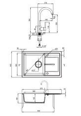 Deante Leda ZRDA2113 set granitno pomivalno korito in kuhinjska armatura, grafit