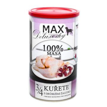 MAX Deluxe Dog 3/4 piščanec s perutninskimi želodčki, v konzervi 1200 g