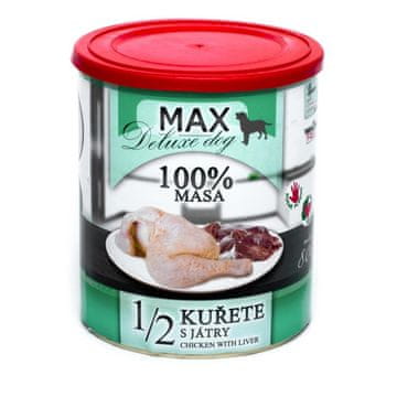 MAX Deluxe Dog 1/2 piščanca z jetri, v konzervi 800 g