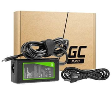 Green Cell Zeleni polnilec / AC adapter / napajalnik USB-C 45W za prenosne računalnike, tablične računalnike in telefone
