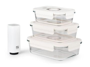 Komplet steklenih vakuumskih kozarcev G21 s črpalko, 4 kosi