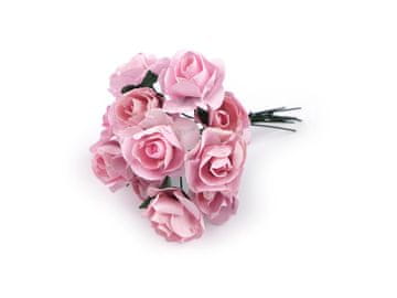 Umetne papirnate mini vrtnice na žici - roza st.